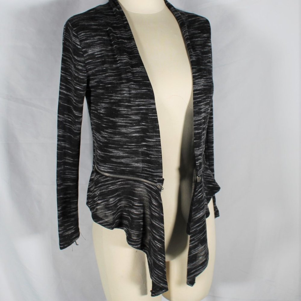 Rue 21 Edgy Black and Dark Gray open Cardigan Light Jacket Size Med JRS